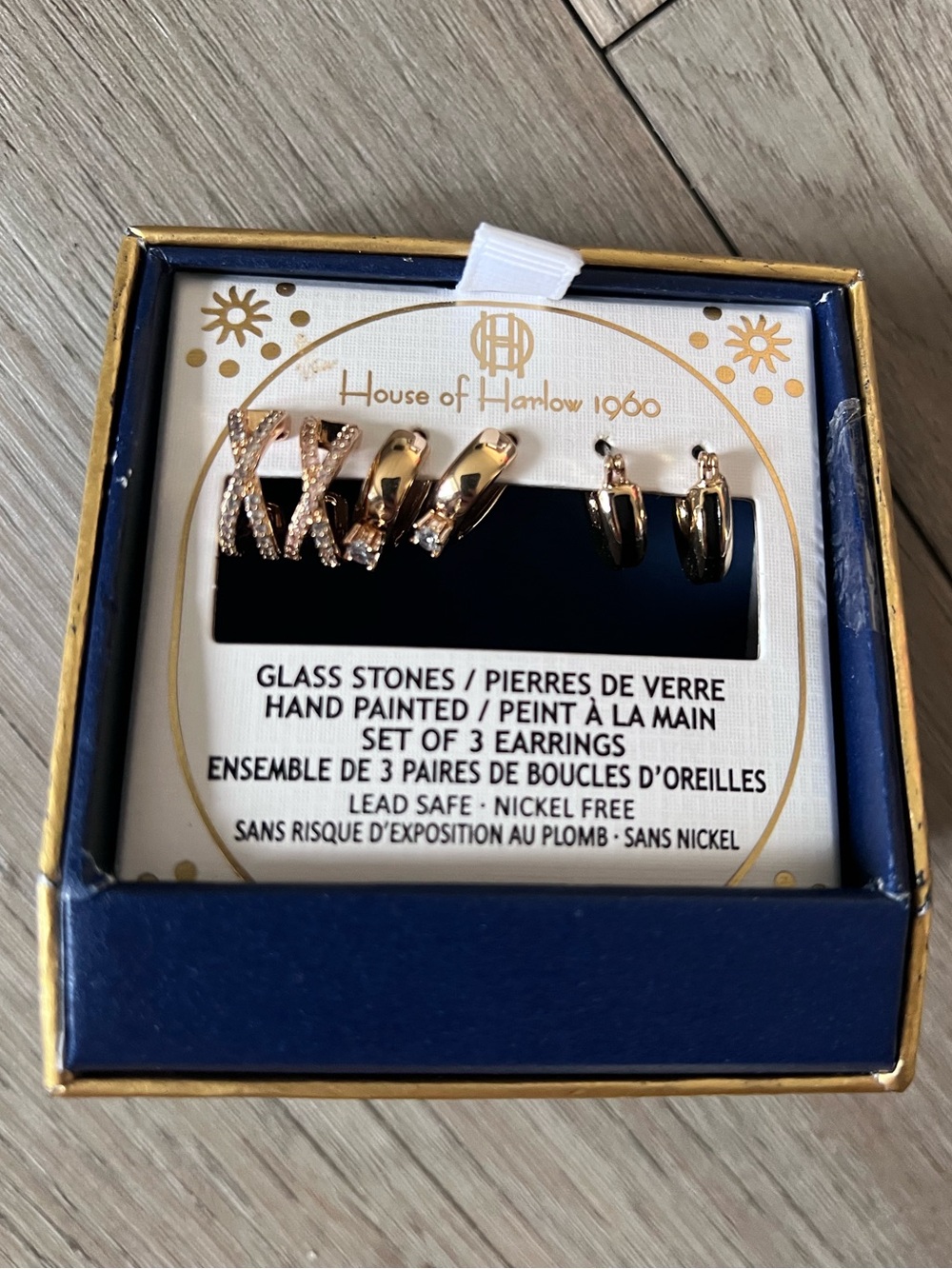House of Harlow 1960 Gold and Crystal Earring Set